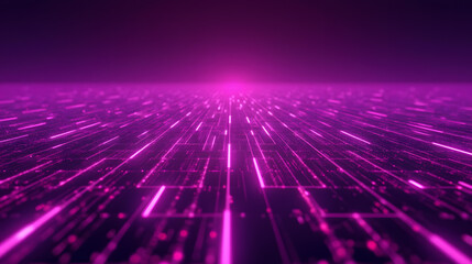  - futuristic abstract landscape with glowing neon lines and grid patterns in bright pink and purple fo
