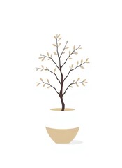 Poster - an image of a tree in a pot with leaves on it, there is a small tree in a pot with leaves on it