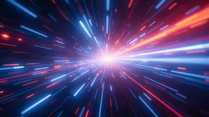  - abstract vibrant light streaks in blue and red colors creating a sense of motion and speed against a