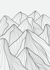 Wall Mural - Mountain line arts illustration. Hand drawn style. Abstract mountain contemporary aesthetic backgrounds landscapes. use for print art, poster, cover, banner, template