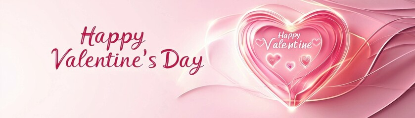 Poster - Romantic Pink Themed Background with Glowing Hearts for Valentine's Day Celebration