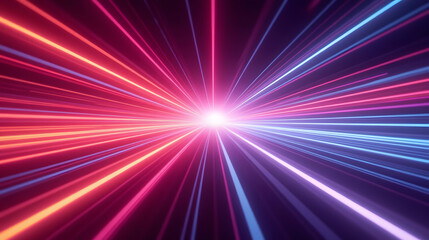Fototapete - Dynamic Explosion of Colorful Light Beams in a Modern Abstract Design Representing Energy Flow and Futuristic Motion in Digital Art
