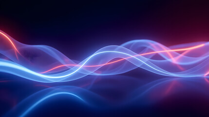 Fototapete - Ethereal Blue and Red Light Wave Abstract Background with Smooth Flowing Pattern for Digital Art and Modern Design Projects
