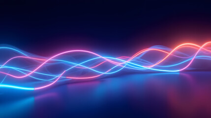 Fototapete - Vivid Abstract Waves of Neon Light in a Dark Background Creating a Dynamic Flowing Composition with Vibrant Colors and Soft Glow Effects