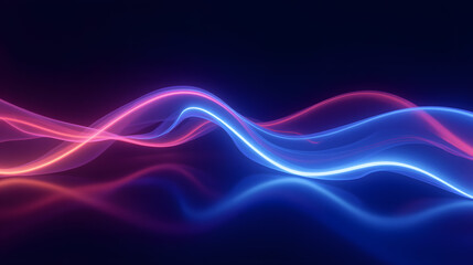 Fototapete - Abstract light waves in vibrant pink and blue colors glowing against a dark background, creating a sense of motion and energy within the composition
