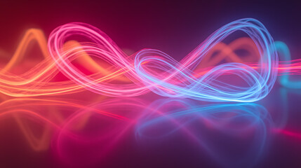 Fototapete - Colorful Light Trails on a Dark Background Creating an Abstract Visual Effect in a Modern Artistic Style with Reflections and Smooth Flowing Lines