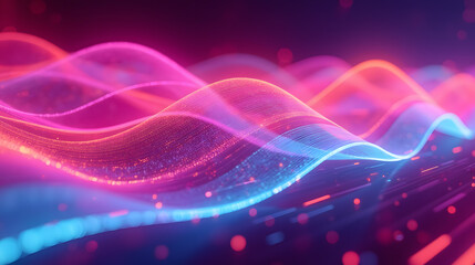 Fototapete - Colorful Abstract Waves in Motion with Light Effects and Sparkles for Digital Artwork Backgrounds and Modern Technology Designs