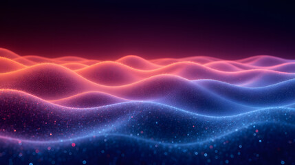 Fototapete - Abstract digital waves with glowing lights in gradient colors, creating a mesmerizing and dynamic effect suitable for backgrounds and creative projects