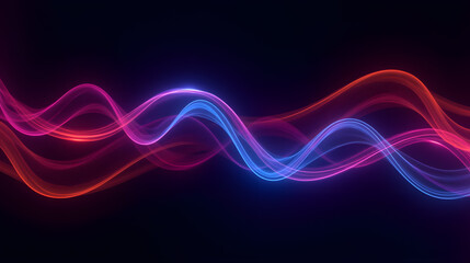 Fototapete - Colorful Light Waves Abstract Background for Digital Art, Technology, Music, or Science Concepts with Smooth Flowing Patterns and Bright Neon Colors