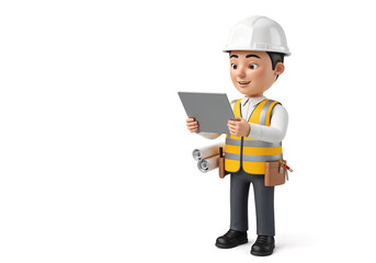 Poster - civil engineer with tablet at construction site . Generative AI