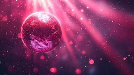 Wall Mural - Pink disco ball stage lighting bokeh background