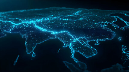 Poster - asia's digital network, glowing at night. global connectivity