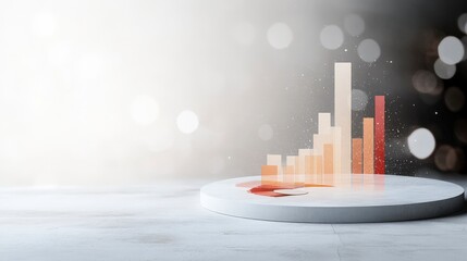 Aufkleber - Abstract Data Visualization with Colorful Bars and Circular Base on Soft Background