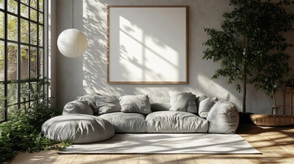 Wall Mural - Cozy Lounge with Comfortable Sofa. Generative AI