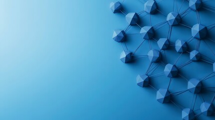 Poster - Geometric Blue Network Background with Abstract Connections and Shapes