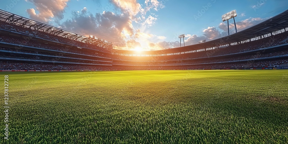 Cricket Stadium with a Sunset sky in the background, Cricket stadium ...