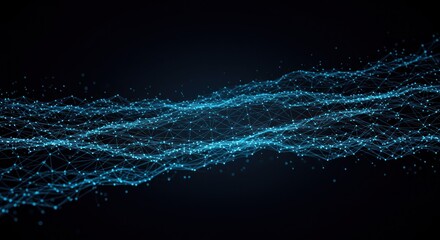 Poster - Abstract Blue Digital Wave: Network Connection Visualization
