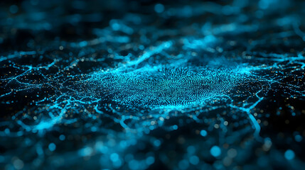 Poster - Abstract blue data network, glowing nodes