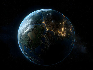 Wall Mural - Earth at night, city lights, space background, global view, environmental awareness