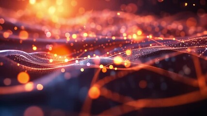 Poster - Abstract Digital Waveform: Glowing Network