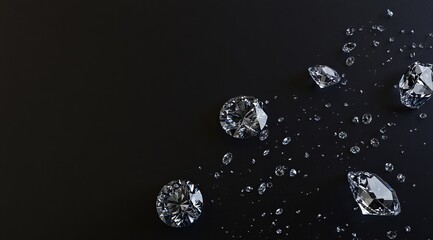 sparkling diamonds scattered on black background. (1)