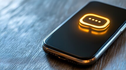 Poster - Glowing Message Icon on Modern Smartphone Screen Digital Communication Technology