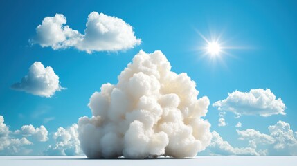 Aufkleber - Bright Sunny Day Huge Fluffy Cloud Scene  Beautiful Sky Background Image