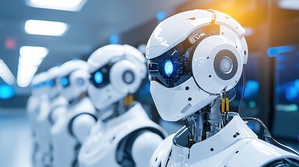 Aufkleber - Advanced Robotics Technology White Robots Future Innovation Factory