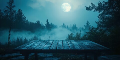 Poster - Wooden bench is in the middle of a forest