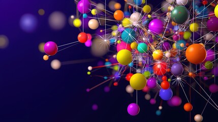 Poster - Vibrant Colorful Spheres Network Abstract Art Background