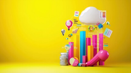 Poster - Bright Colorful Data Charts Growth Cloud Ideas Finance Business