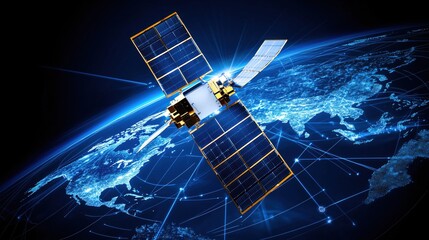 Poster - Global Satellite Network Communication Technology Orbit Earth