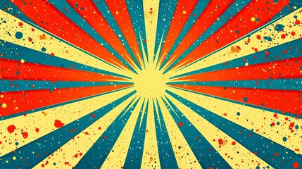Wall Mural - vibrant sunburst background: retro vintage design, radiant rays, colorful texture, dynamic energy, p