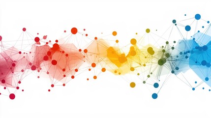 Aufkleber - Abstract Network Connection Colorful Nodes Technology Background