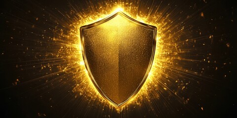 Poster - Golden shield with a black background