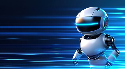 Poster - Futuristic Robot Moving Fast Through Digital Space Modern Technology AI