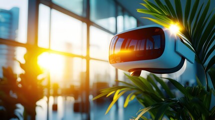 Poster - Virtual Reality Headset Modern Office Sunset Glow