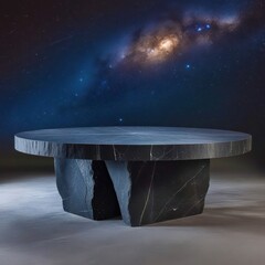 Wall Mural - black table with a black stone base