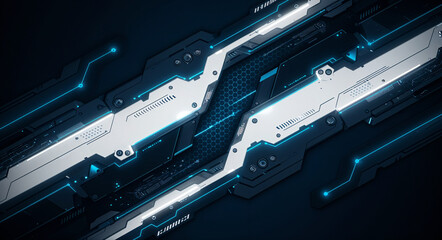 Poster - futuristic sci-fi industrial tech abstract background . Generative AI