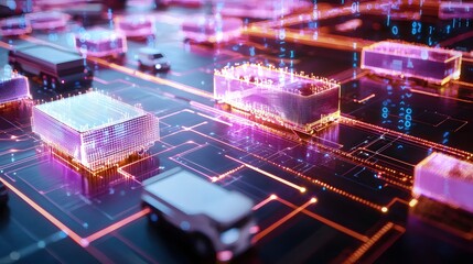 Poster - Digital Logistics Network Futuristic Transportation System Smart Delivery