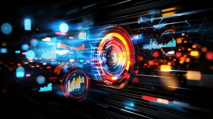 Poster - Futuristic Technology Data Stream Abstract Background Digital Interface