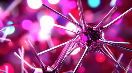 Leinwandbilder - Abstract Pink Crystal Structure Glowing Lights Vibrant Design