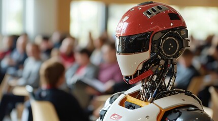 Aufkleber - Advanced Robot in Modern Conference Setting Futuristic Technology Innovation