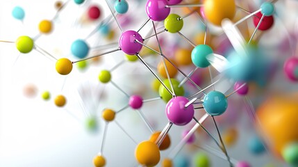 Poster - Colorful Abstract Network Structure Vibrant Spheres Connected Modern Design