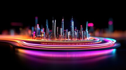 Poster - Vibrant Neon Cityscape Futuristic Urban Night Lightscape