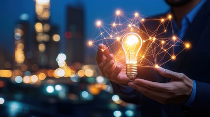 Poster - Bright Ideas Network Cityscape Business Innovation Concept