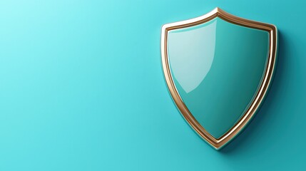 Poster - Elegant Teal Gold Shield Protection Security Icon Minimalist Design