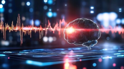 Poster - Digital Brainwave Abstract Technology Neural Network Concept