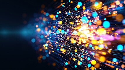 Poster - Abstract Digital Flow Vibrant Energy Light Stream Data Network