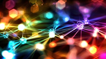 Aufkleber - Vibrant Rainbow Network Abstract Background Design